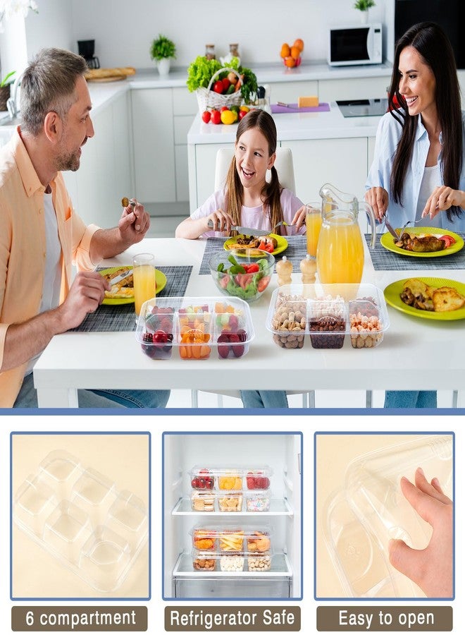 Mysora 20 Pack Bento Snack Containers 6 Compartment Disposable Meal Prep Lunch Container with Lid 11.8 x 8 Inch Clear Divided Snack Box Lunchable Veggie Tray for School Office Work Travel Picnic Party - Image 3